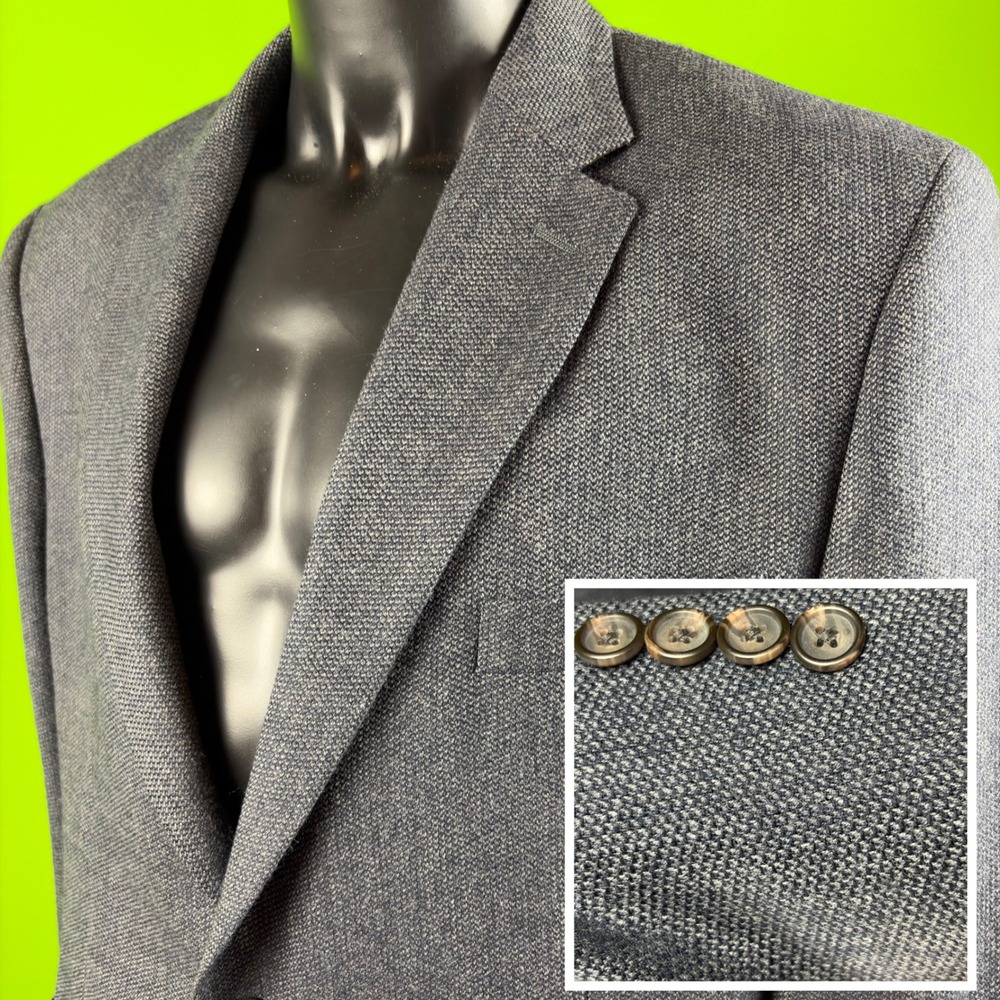 VTG Ralph Lauren 46R Gray Lambswool Tweed Blazer Sport Coat Dillard's BLUE LABEL